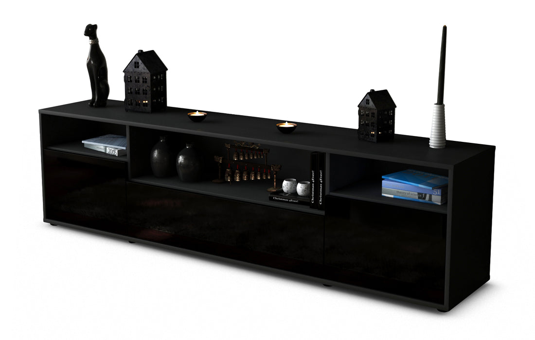 Stil Zeit Möbel Lowboard Bionda, Schwarz (180x49x35cm)