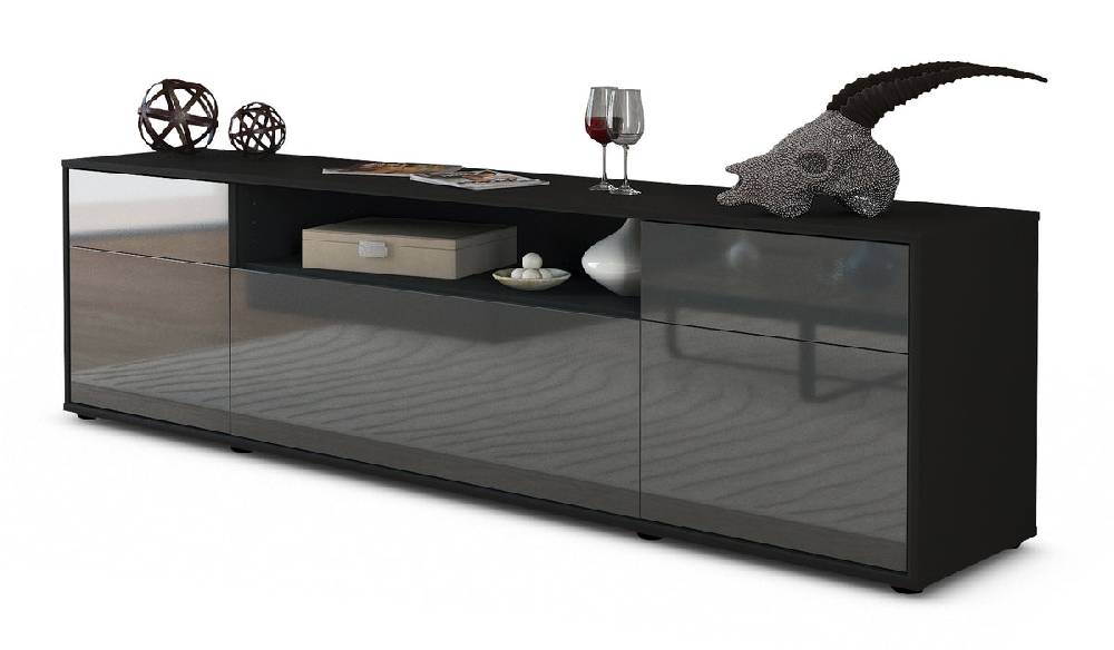 Stil Zeit Möbel Lowboard Bernadetta, Grau (180x49x35cm)