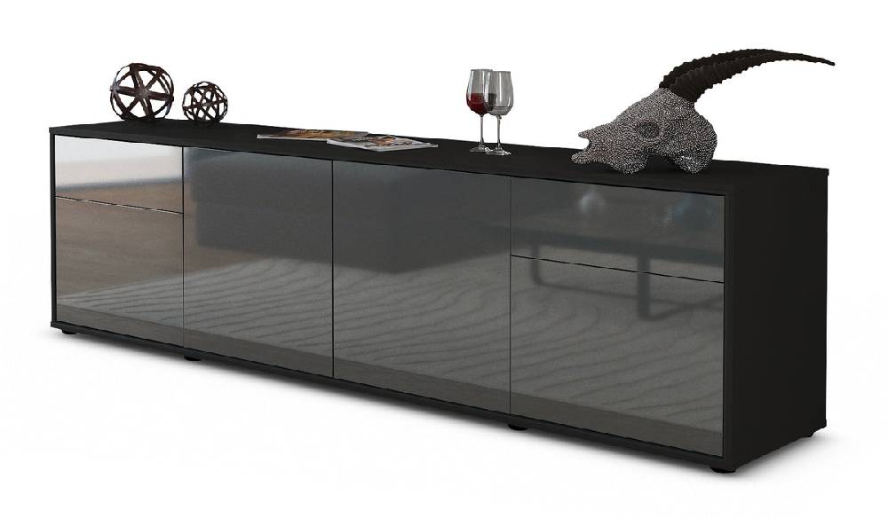 Stil Zeit Möbel Lowboard Benedetta, Grau (180x49x35cm)