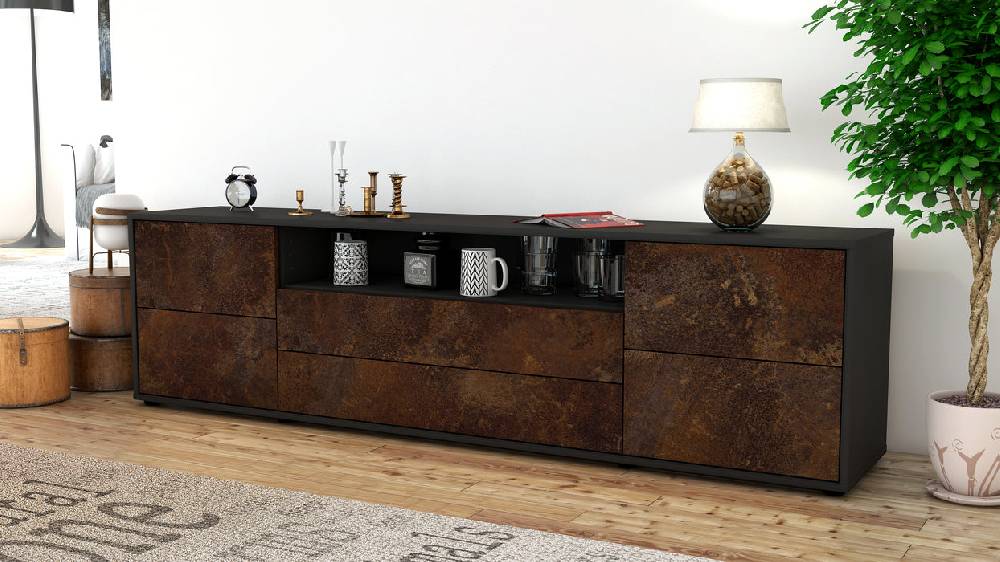 Stil Zeit Möbel Lowboard Aurora, Rost (180x49x35cm) 50% Rabatt mit kostenlosem Versand