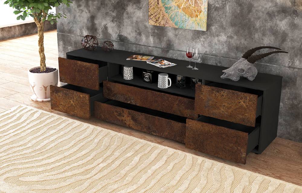 Stil Zeit Möbel Lowboard Aurora, Rost (180x49x35cm) 50% Rabatt mit kostenlosem Versand