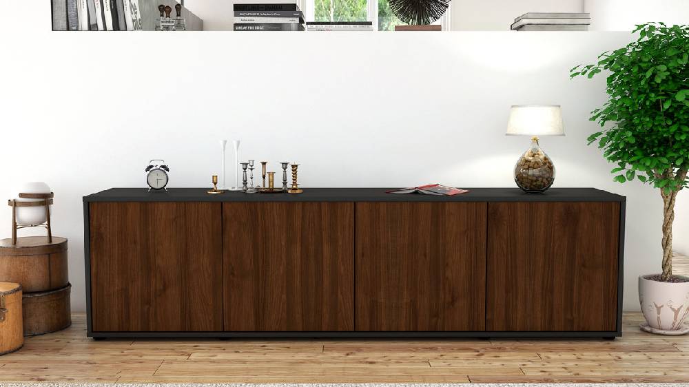 Stil Zeit Möbel Lowboard Antonia, Walnuss (180x49x35cm) Clearance-Verkauf