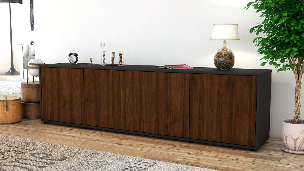 Stil Zeit Möbel Lowboard Antonia, Walnuss (180x49x35cm) Clearance-Verkauf