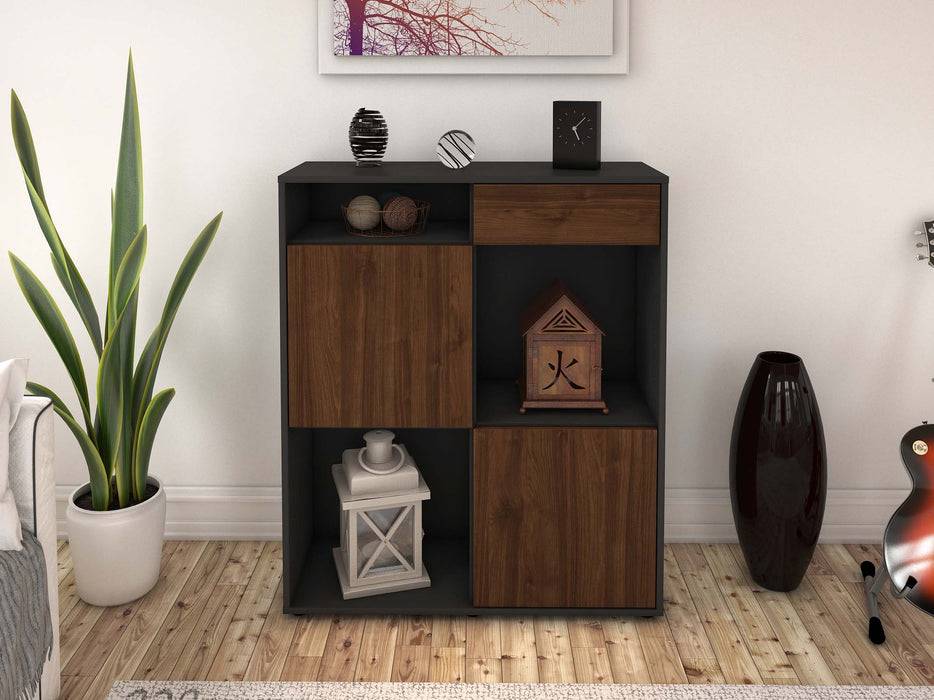 Stil Zeit Möbel Highboard Luisa ,Walnuss (92x108x35cm) Kostenloser Versand international