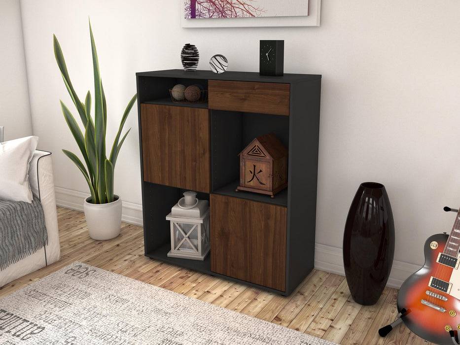Stil Zeit Möbel Highboard Luisa ,Walnuss (92x108x35cm) Kostenloser Versand international
