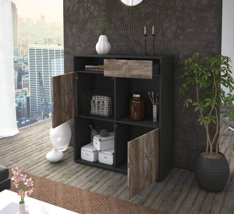 Stil Zeit Möbel Highboard Luisa ,Walnuss (92x108x35cm) Kostenloser Versand international