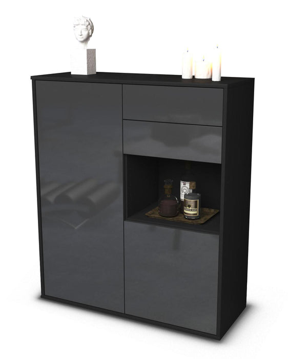 Stil Zeit Möbel Highboard Leona ,Grau (92x108x35cm)