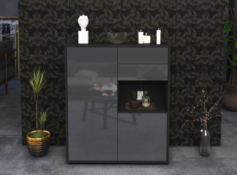 Stil Zeit Möbel Highboard Leona ,Grau (92x108x35cm) Fabrikladen