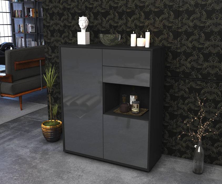 Stil Zeit Möbel Highboard Leona ,Grau (92x108x35cm) Fabrikladen