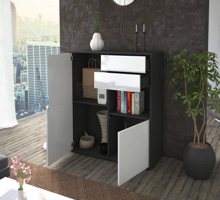 Stil Zeit Möbel Highboard Leona ,Grau (92x108x35cm) Fabrikladen