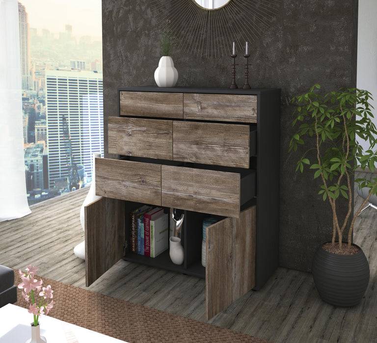 Stil Zeit Möbel Highboard Katia ,Eiche (92x108x35cm) Begrenzt auf 3 Tage