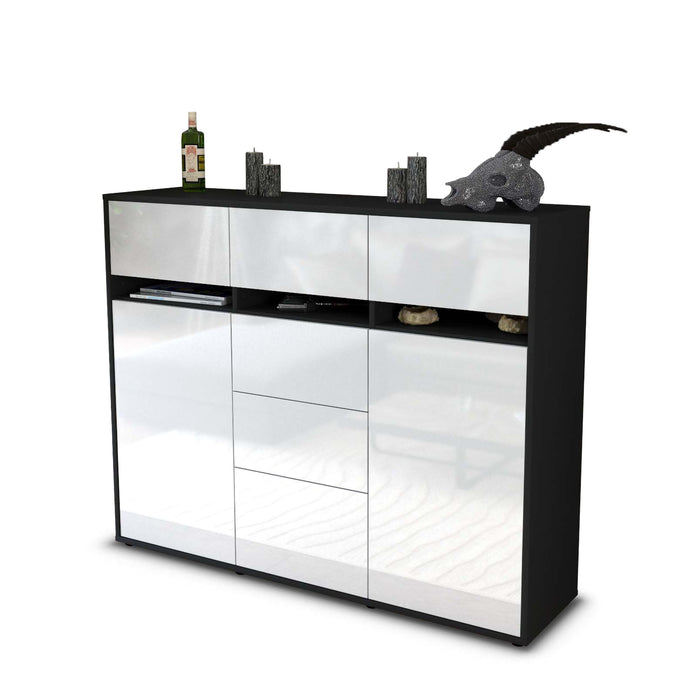 Stil Zeit Möbel Highboard Viviana ,Weiß (136x108x35cm)