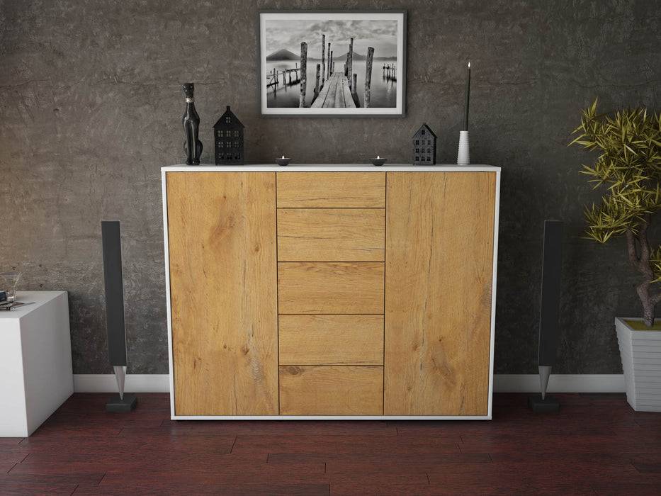Stil Zeit Möbel Highboard Nina ,Eiche (136x108x35cm) zollfrei