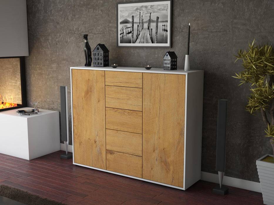 Stil Zeit Möbel Highboard Nina ,Eiche (136x108x35cm) zollfrei