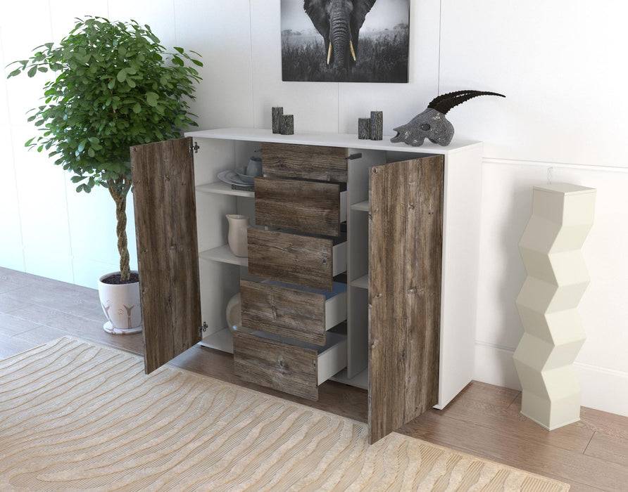 Stil Zeit Möbel Highboard Nina ,Eiche (136x108x35cm) zollfrei