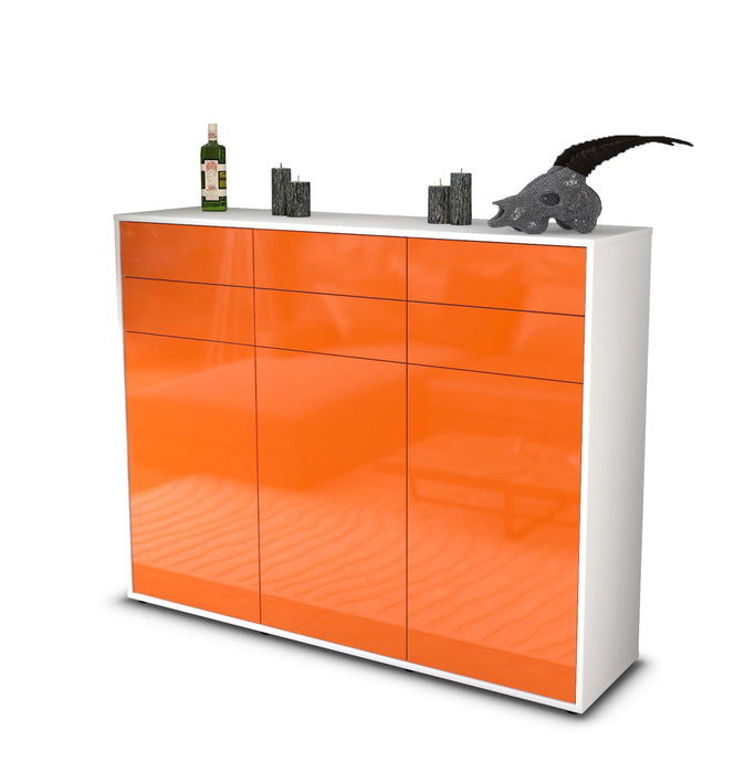 Stil Zeit Möbel Highboard Martina ,Orange (136x108x35cm)