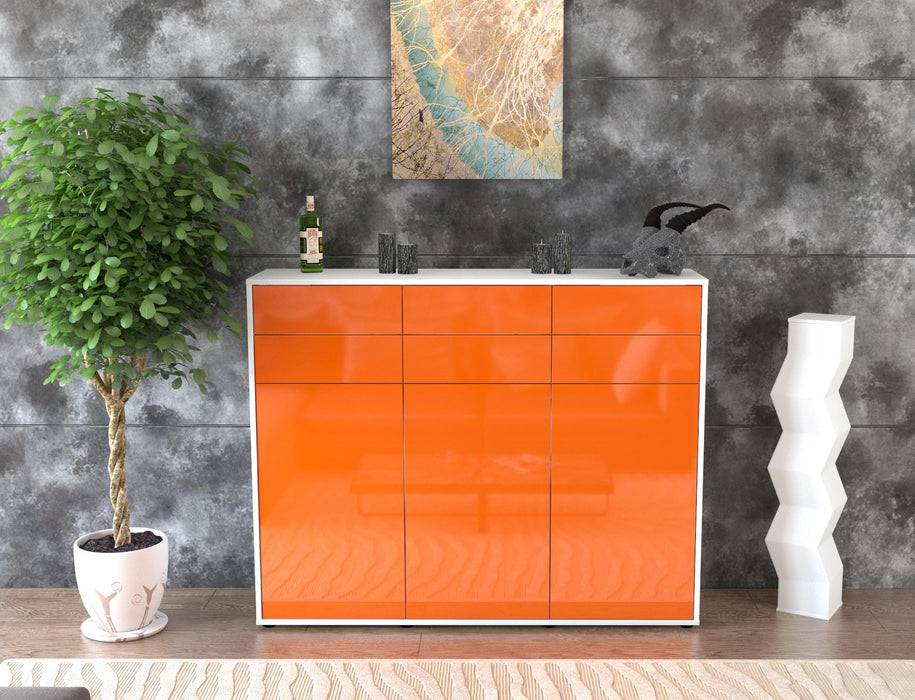 Stil Zeit Möbel Highboard Martina ,Orange (136x108x35cm) 50% Rabatt für begrenzte Zeit