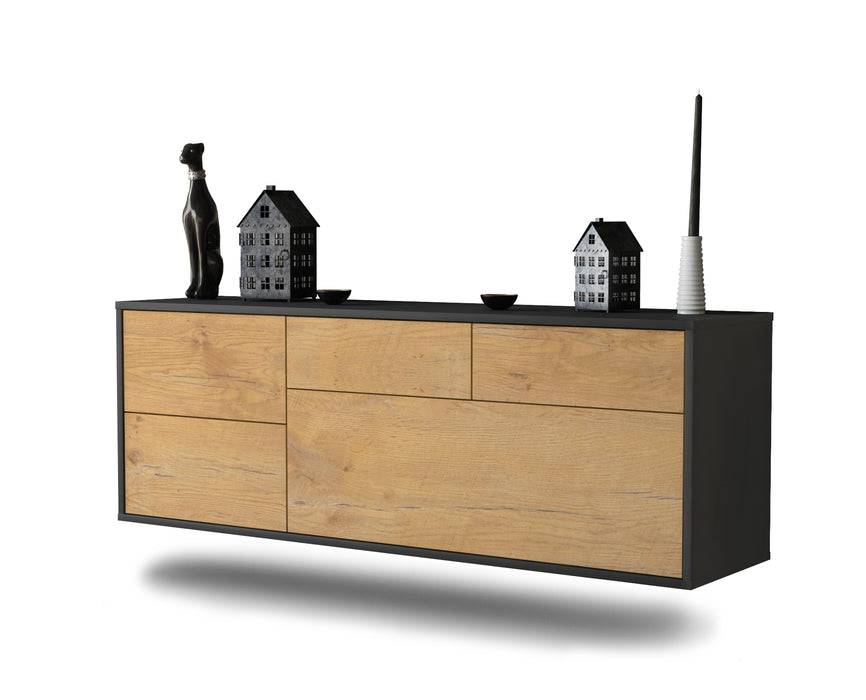 Stil Zeit Möbel Lowboard Minneapolis, Eiche, hängend (136x49x35cm)