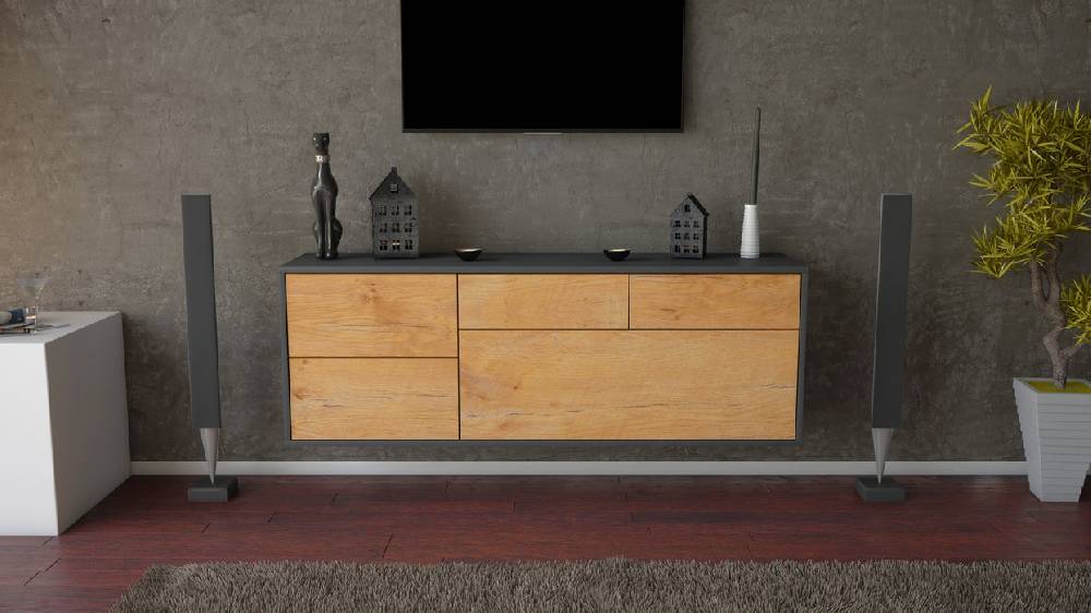 Stil Zeit Möbel Lowboard Minneapolis, Eiche, hängend (136x49x35cm) 2025