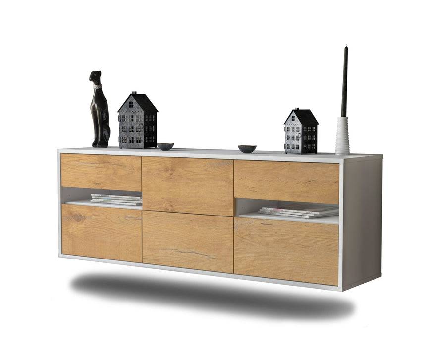 Stil Zeit Möbel Lowboard Sacramento, Eiche, hängend (136x49x35cm)