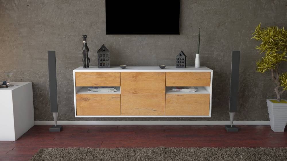 Stil Zeit Möbel Lowboard Sacramento, Eiche, hängend (136x49x35cm) Auslauf