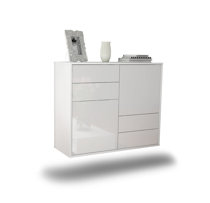 Stil Zeit Möbel Sideboard Little Rock, Weiß, hängend (92x79x35cm)