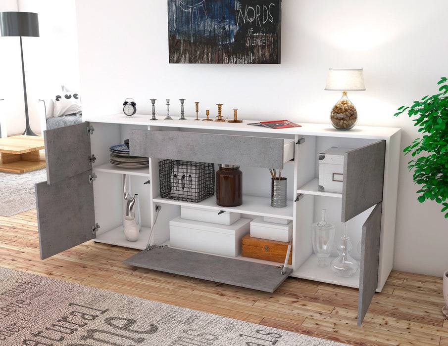 Stil Zeit Möbel Sideboard Fabiola, Beton (180x79x35cm) im Angebot