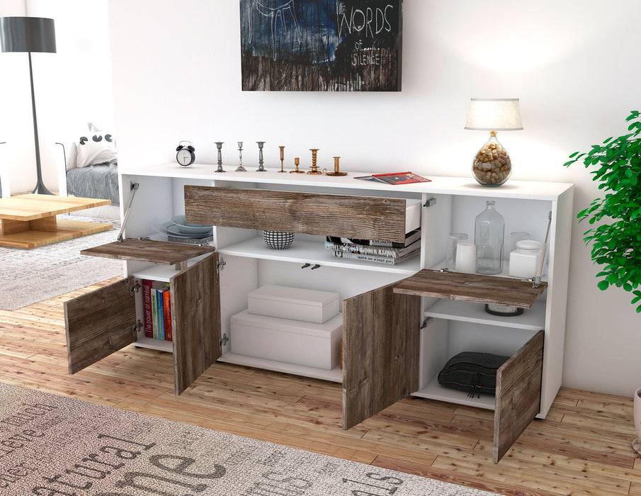 Stil Zeit Möbel Sideboard Ginevra, Walnuss (180x79x35cm) Schlussverkauf