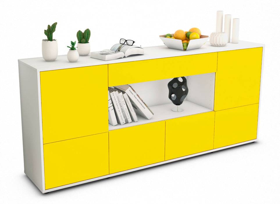 Stil Zeit Möbel Sideboard Elsa, Gelb (180x79x35cm)