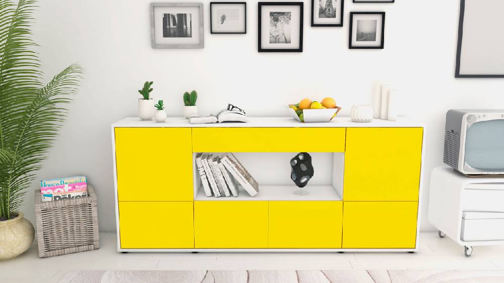 Stil Zeit Möbel Sideboard Elsa, Gelb (180x79x35cm) Meist gekauft