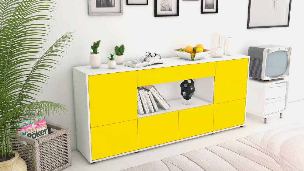 Stil Zeit Möbel Sideboard Elsa, Gelb (180x79x35cm) Meist gekauft