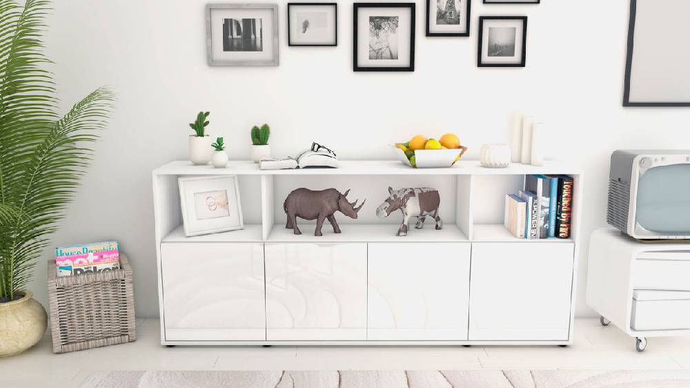 Stil Zeit Möbel Sideboard Enrica, Weiß (180x79x35cm) Kostenloser Versand