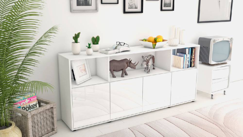 Stil Zeit Möbel Sideboard Enrica, Weiß (180x79x35cm) Kostenloser Versand