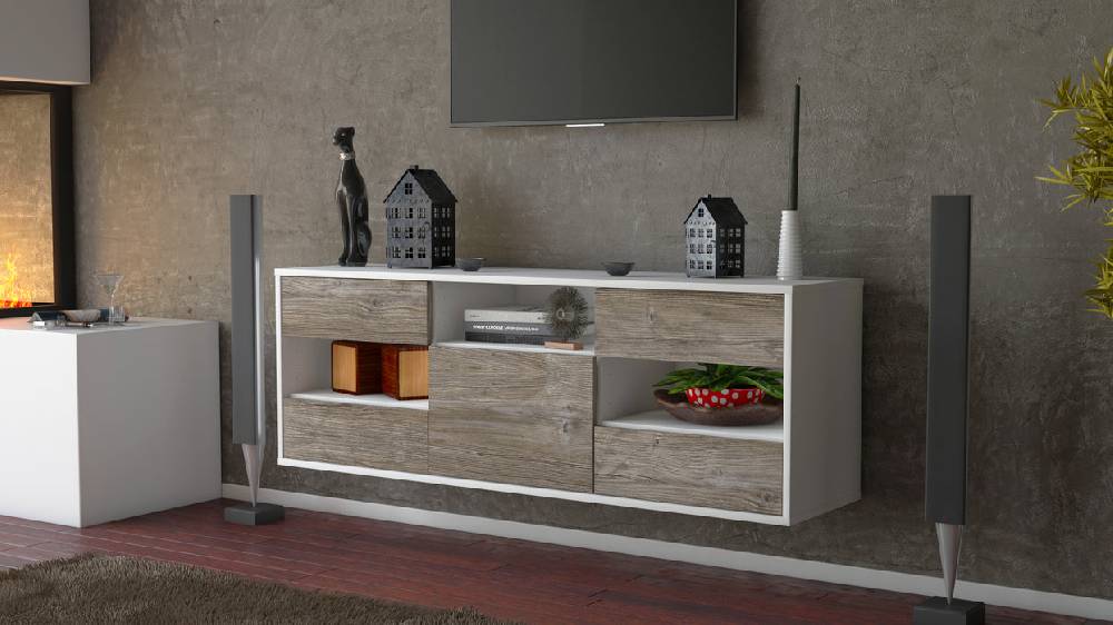 Stil Zeit Möbel Lowboard St. Louis, Treibholz, hängend (136x49x35cm) Limitierter Zeitrabatt