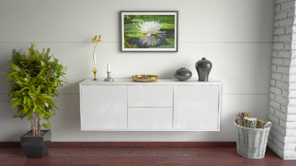 Stil Zeit Möbel Lowboard Nashville, Weiß, hängend (136x49x35cm) Rabatt