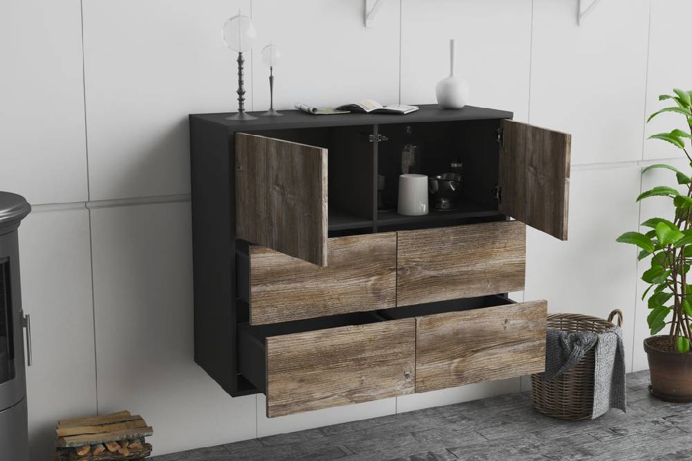 Stil Zeit Möbel Sideboard Worcester, Eiche, hängend (92x79x35cm) Günstig kaufen