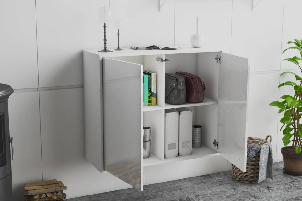 Stil Zeit Möbel Sideboard Hialeah, Weiß, hängend (92x79x35cm) Versandkostenfrei