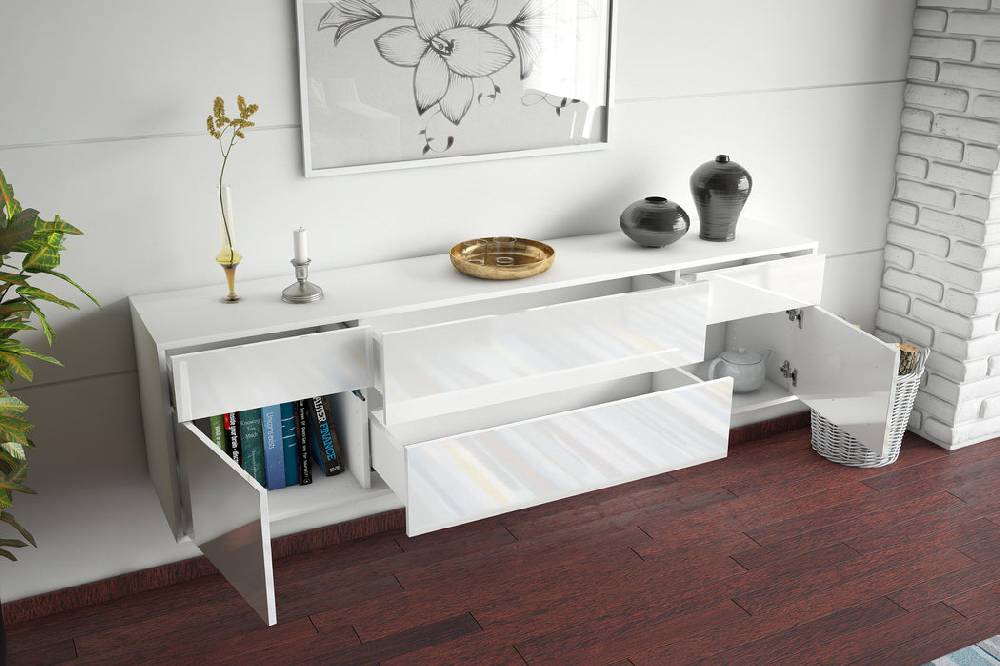 Stil Zeit Möbel Lowboard Chula Vista, Weiß, hängend (180x49x35cm) Großer Ausverkauf