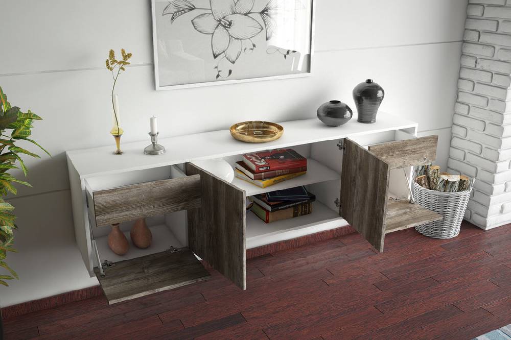 Stil Zeit Möbel Lowboard Madison, Eiche, hängend (180x49x35cm) Begrenztes Angebot