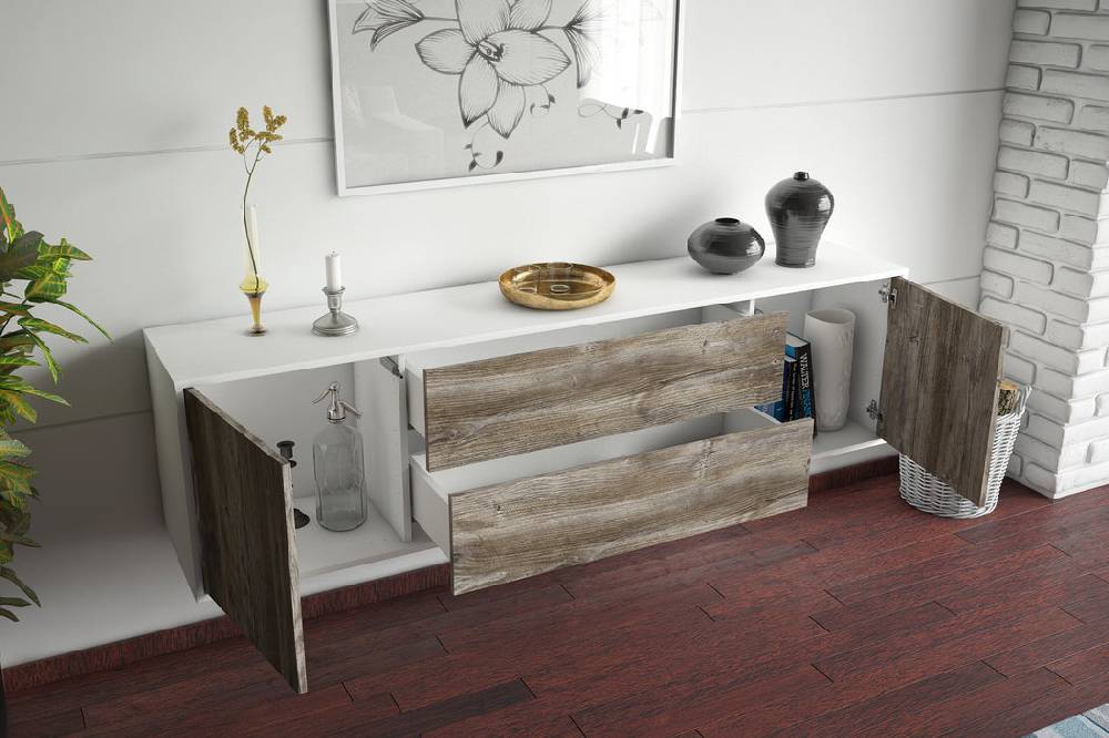 Stil Zeit Möbel Lowboard Cincinnati, Eiche, hängend (180x49x35cm) Online Shopping