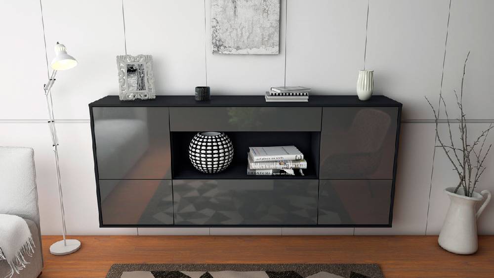Stil Zeit Möbel Sideboard East Los Angeles, Grau, hängend (180x79x35cm) Osterangebot
