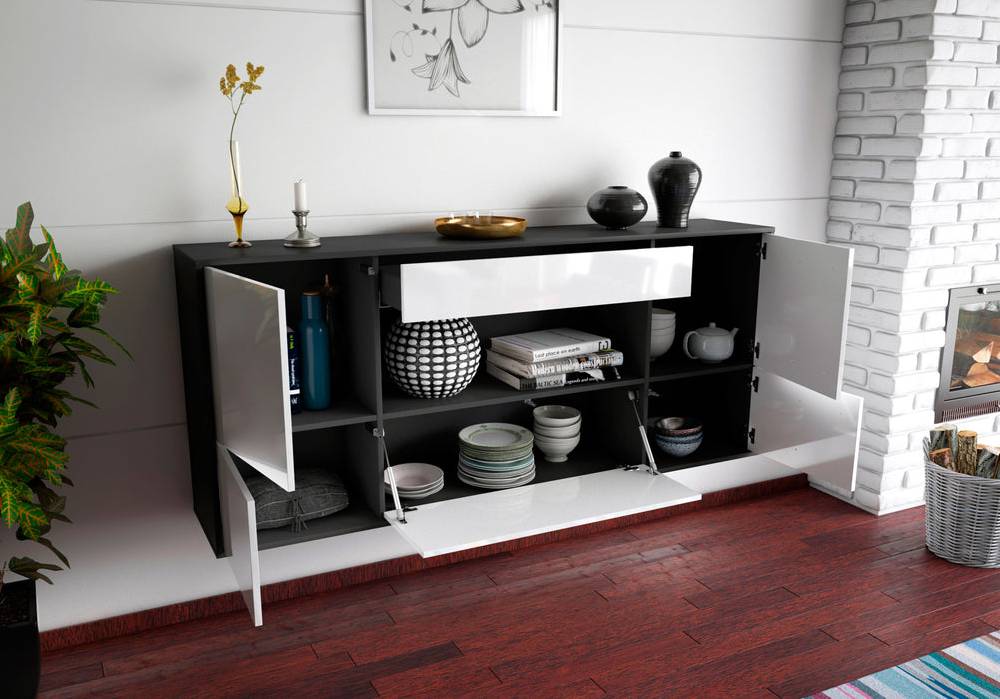 Stil Zeit Möbel Sideboard East Los Angeles, Grau, hängend (180x79x35cm) Osterangebot