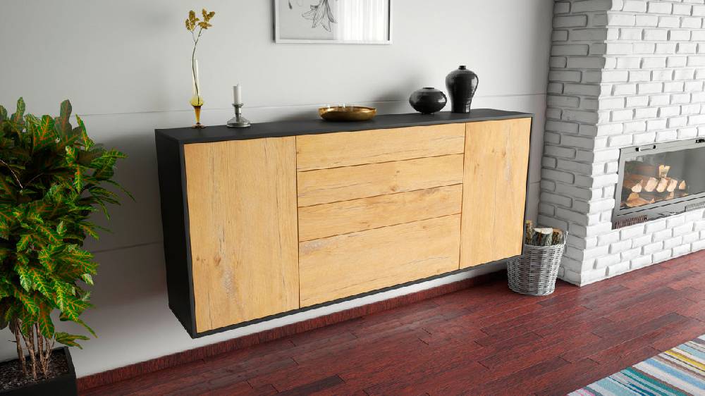 Stil Zeit Möbel Sideboard Alexandria, Eiche, hängend (180x79x35cm) Muttertagsangebot