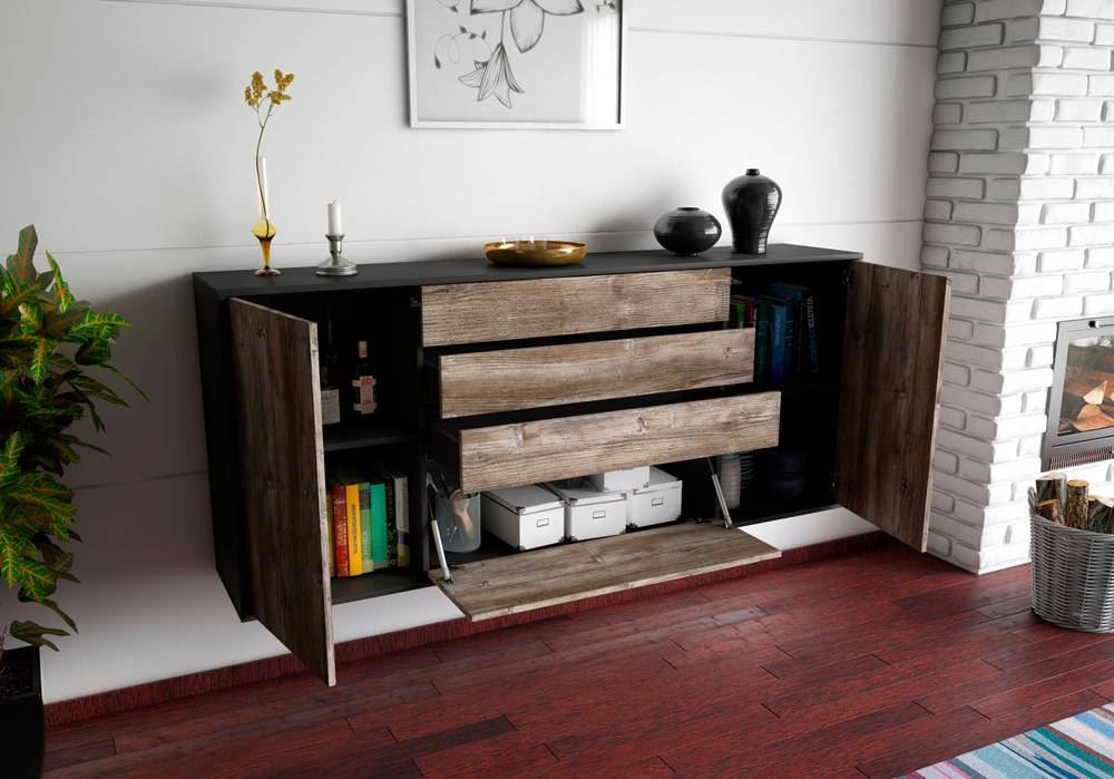 Stil Zeit Möbel Sideboard Alexandria, Eiche, hängend (180x79x35cm) Muttertagsangebot
