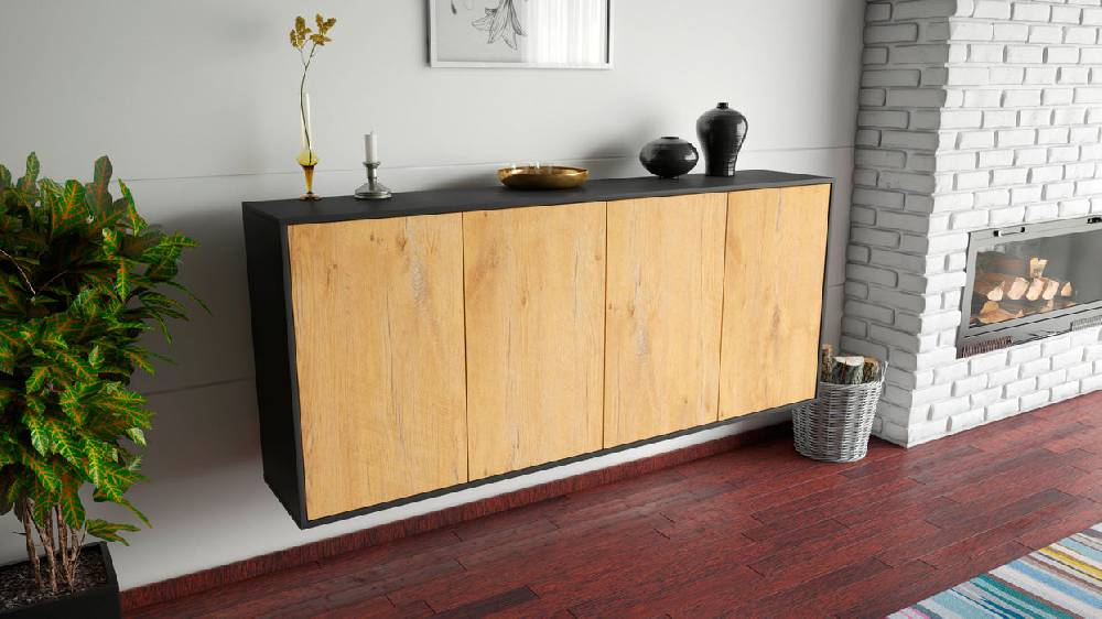 Stil Zeit Möbel Sideboard Lakewood, Eiche, hängend (180x79x35cm) Vatertagsangebot