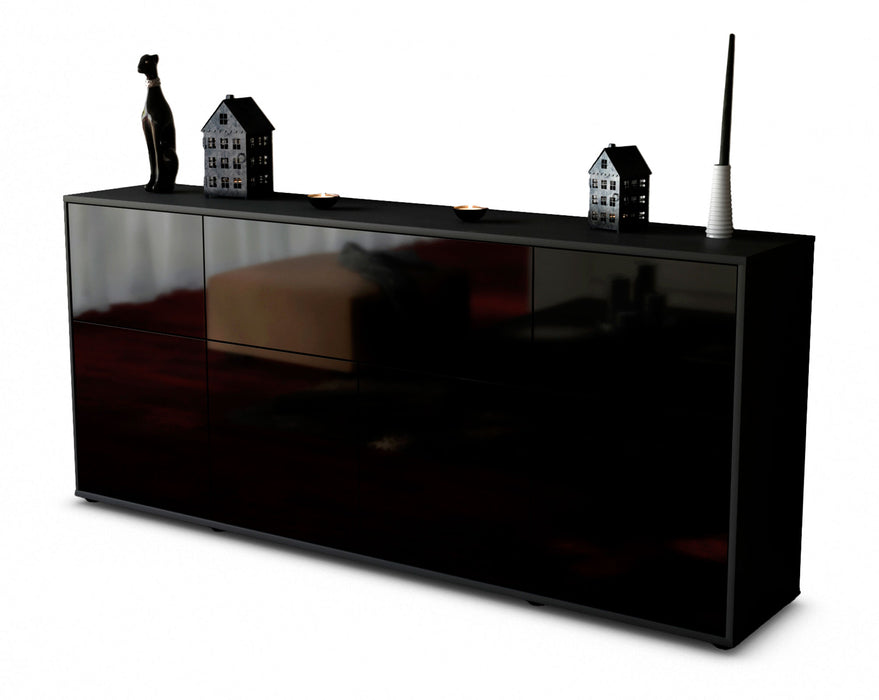 Stil Zeit Möbel Sideboard Gianna, Schwarz (180x79x35cm)