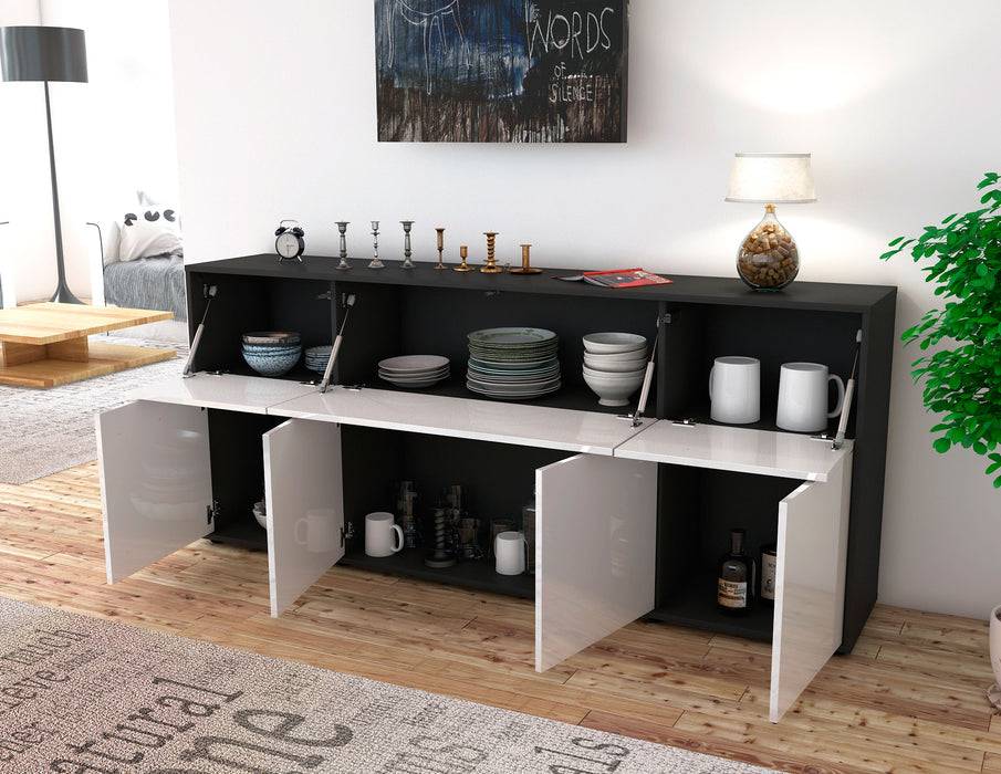 Stil Zeit Möbel Sideboard Gianna, Schwarz (180x79x35cm) Valentinstagsangebot