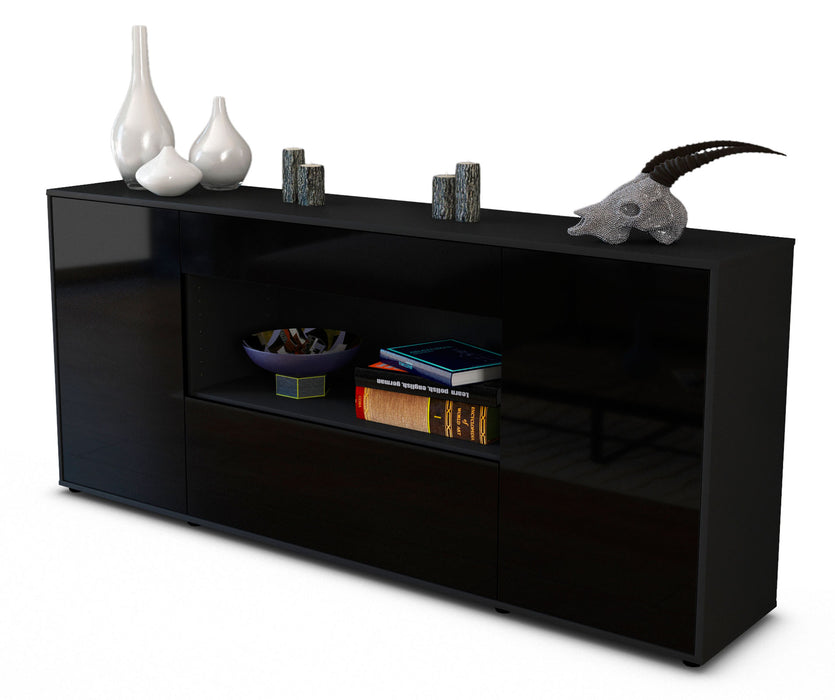 Stil Zeit Möbel Sideboard Fiora, Schwarz (180x79x35cm)