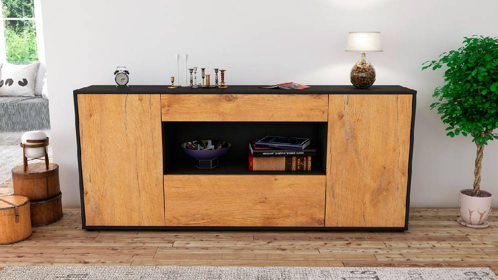 Stil Zeit Möbel Sideboard Fiora, Eiche (180x79x35cm) Heißer Verkauf