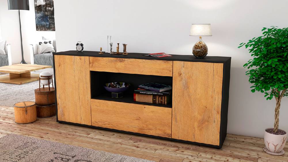 Stil Zeit Möbel Sideboard Fiora, Eiche (180x79x35cm) Heißer Verkauf